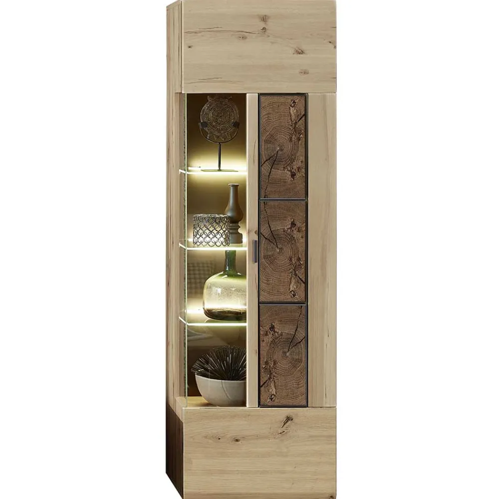 Wohnen Vitrinen<Hängevitrine in Wildeiche Holzoptik - Iniaco