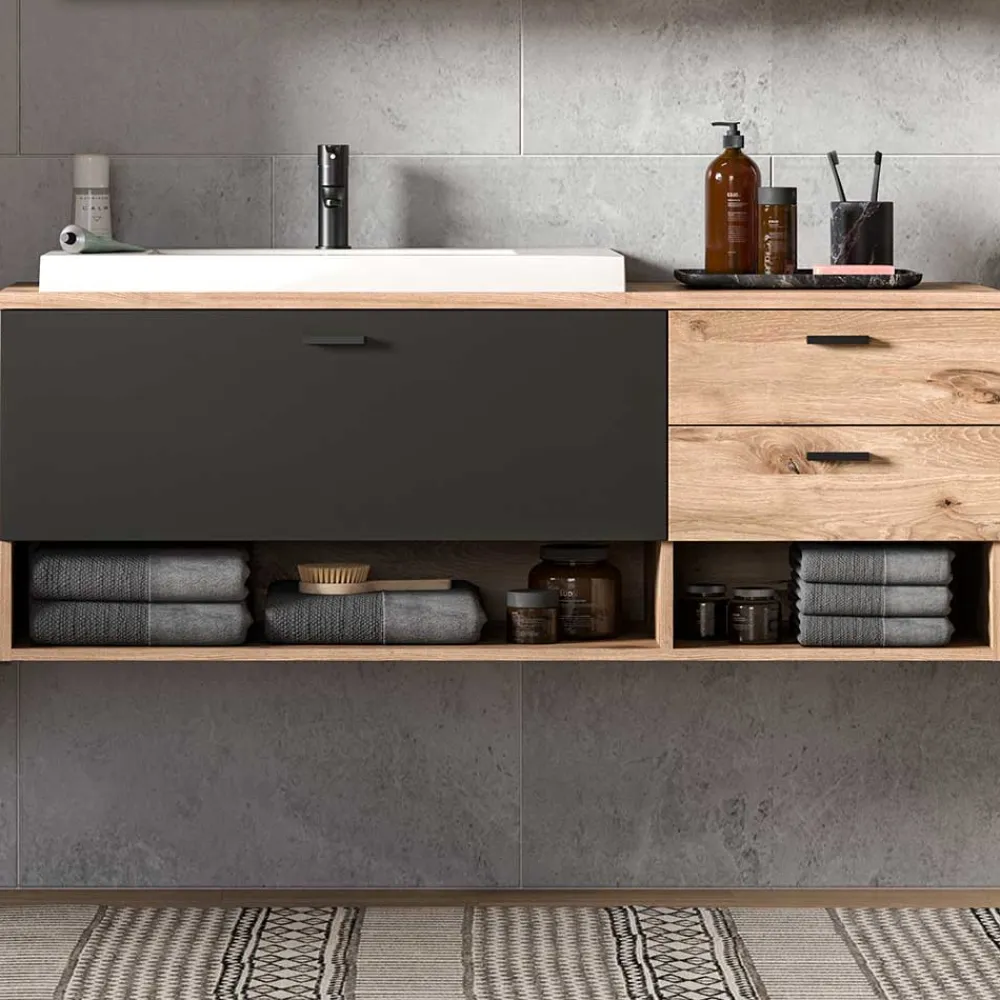 Wohnen Schränke<Hänge-Waschbeckenschrank mit Aufsatzbecken - Steikun