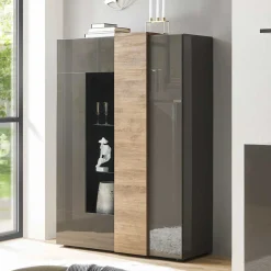 Wohnen Schränke<Hochglanz Highboard mit Glas - Eracosta