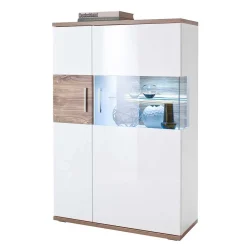 Wohnen Highboards<Hochglanz Highbord in Weiß - Icadro