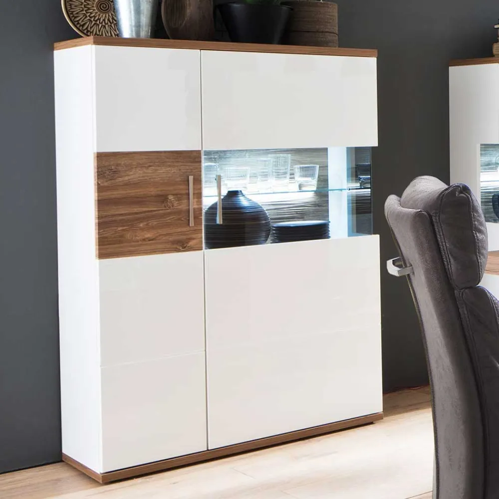 Wohnen Highboards<Hochglanz Highbord in Weiß - Icadro