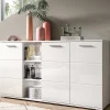 Wohnen Sideboards<Hochglanz Kommode in Weiß mit drei Türen - Rugova