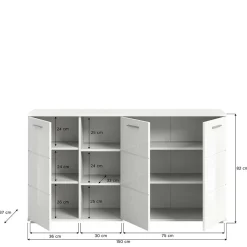 Wohnen Sideboards<Hochglanz Kommode in Weiß mit drei Türen - Rugova