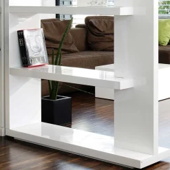 Wohnen Regale<Hochglanz Raumteiler Design Regal in Weiß - Jasmon