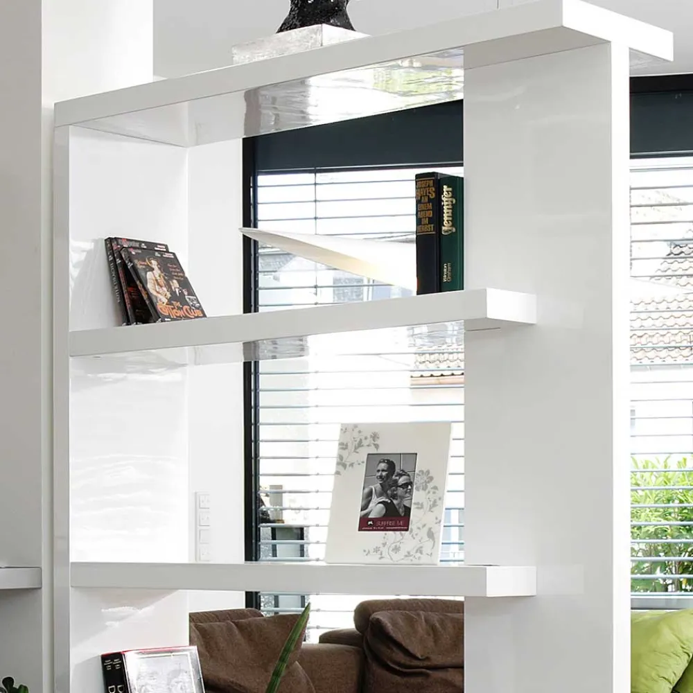 Wohnen Regale<Hochglanz Raumteiler Design Regal in Weiß - Jasmon