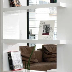 Wohnen Regale<Hochglanz Raumteiler Design Regal in Weiß - Jasmon
