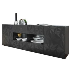 Wohnen Sideboards<Hochglanz Sideboard in Anthrazit mit Druck - Kuriasna