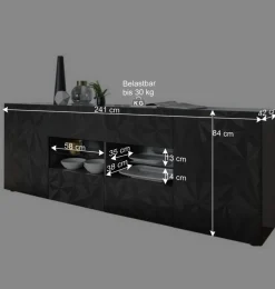 Wohnen Sideboards<Hochglanz Sideboard in Anthrazit mit Druck - Kuriasna