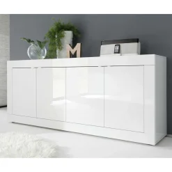Wohnen Sideboards<Hochglanz Sideboard in Weiß 4-türig - Sogno