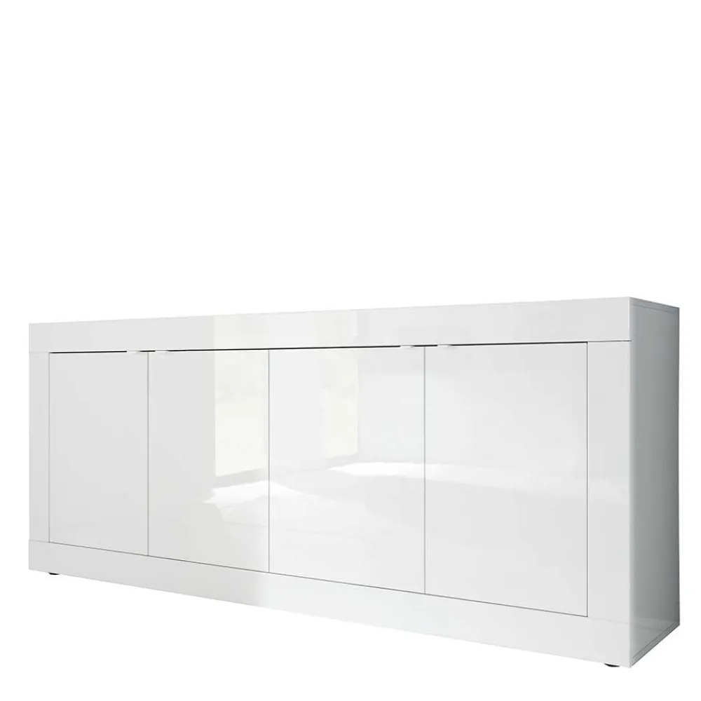 Wohnen Sideboards<Hochglanz Sideboard in Weiß 4-türig - Sogno