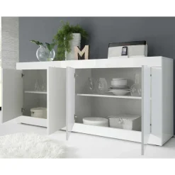 Wohnen Sideboards<Hochglanz Sideboard in Weiß 4-türig - Sogno