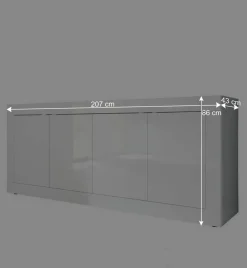 Wohnen Sideboards<Hochglanz Sideboard in Weiß 4-türig - Sogno