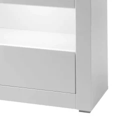 Wohnen Sideboards<Hochglanz Sideboard in Weiß mit 2 Glaseinsätzen Mextra & Beton Dekor
