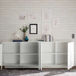 Wohnen Sideboards<Hochglanz Sideboard mit 4 Türen in Weiß - Kerym