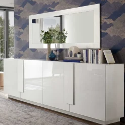 Wohnen Sideboards<Hochglanz Sideboard mit 4 Türen in Weiß - Kerym