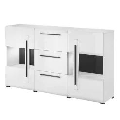Wohnen Sideboards<Hochglanz Sideboard mit Glas in Weiß - Baranoma