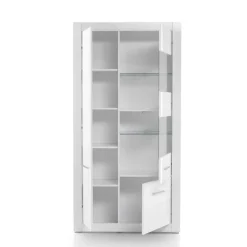Wohnen Wohnwände<Hochglanz TV Anbauwand in Weiß Yulis optional mit LED (vierteilig)
