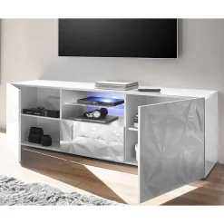 Wohnen Tv & Hifi-Möbel|Lowboards<Hochglanz TV Board in Weiß mit Druck - Vovasoma