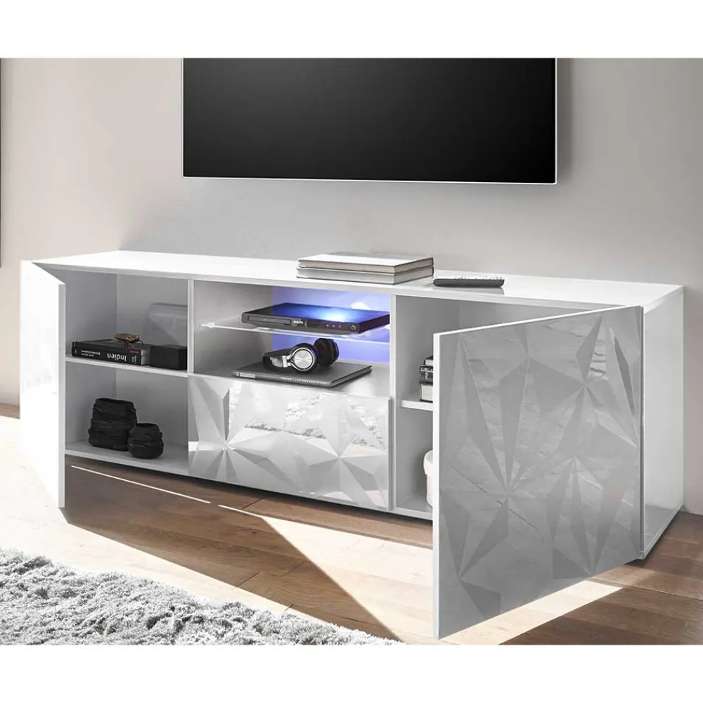 Wohnen Tv & Hifi-Möbel|Lowboards<Hochglanz TV Board in Weiß mit Druck - Vovasoma