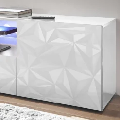 Wohnen Tv & Hifi-Möbel|Lowboards<Hochglanz TV Board in Weiß mit Druck - Vovasoma
