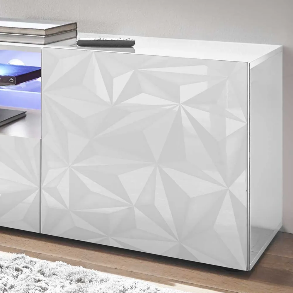 Wohnen Tv & Hifi-Möbel|Lowboards<Hochglanz TV Board in Weiß mit Druck - Vovasoma
