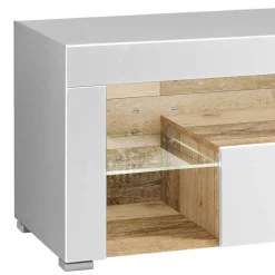 Wohnen Tv & Hifi-Möbel|Lowboards<Hochglanz TV Board in Weiß & Holz Antik - Wouty