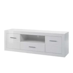 Wohnen Tv & Hifi-Möbel|Lowboards<Hochglanz TV Lowboard in Weiß Yulis 2-türig & Schublade