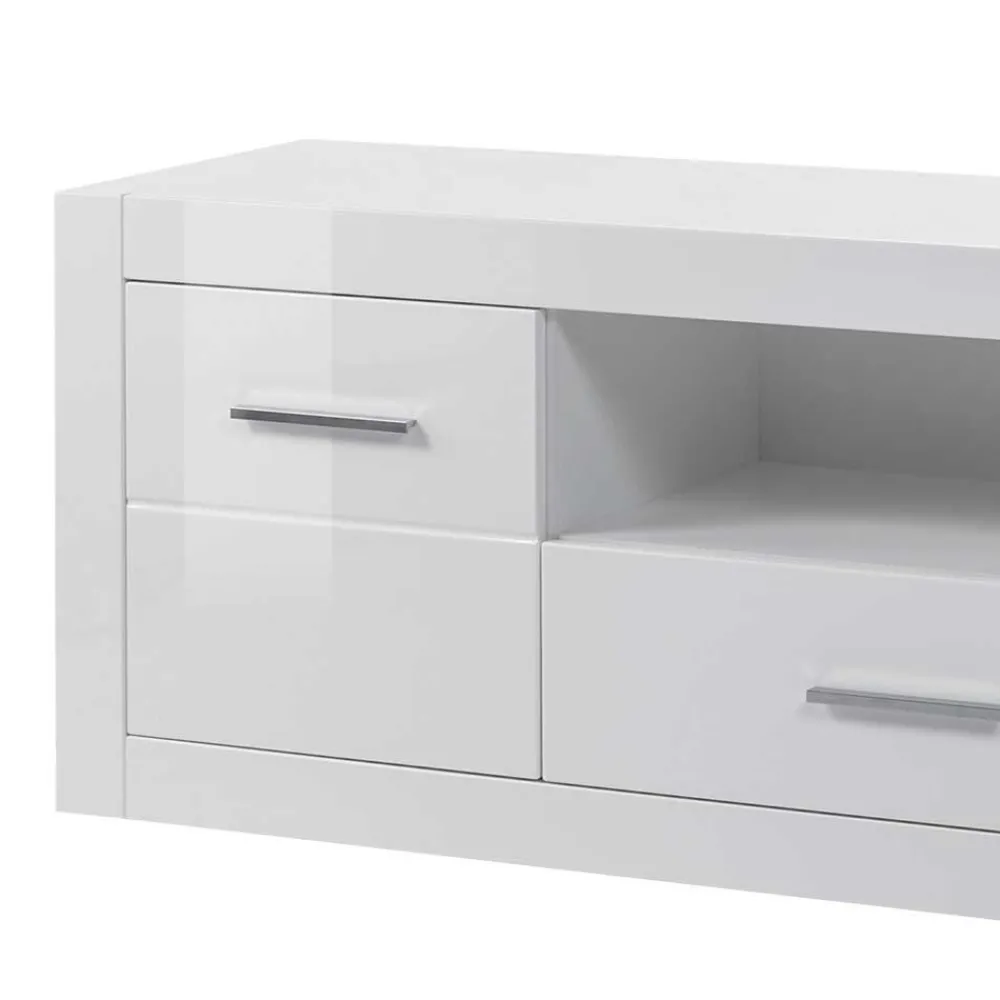 Wohnen Tv & Hifi-Möbel|Lowboards<Hochglanz TV Lowboard in Weiß Yulis 2-türig & Schublade