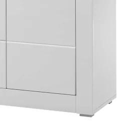 Wohnen Highboards|Vitrinen<Hochglanz Vitrine in Weiß 3-türig Yulis mit Glaseinsatz