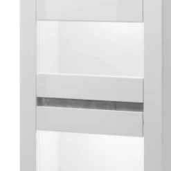Wohnen Schränke<Hochglanz Vitrine in Weiß mit Beton Dekor Mextra 2-türig