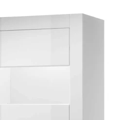 Wohnen Schränke<Hochglanz Vitrine in Weiß mit Beton Dekor Mextra 2-türig