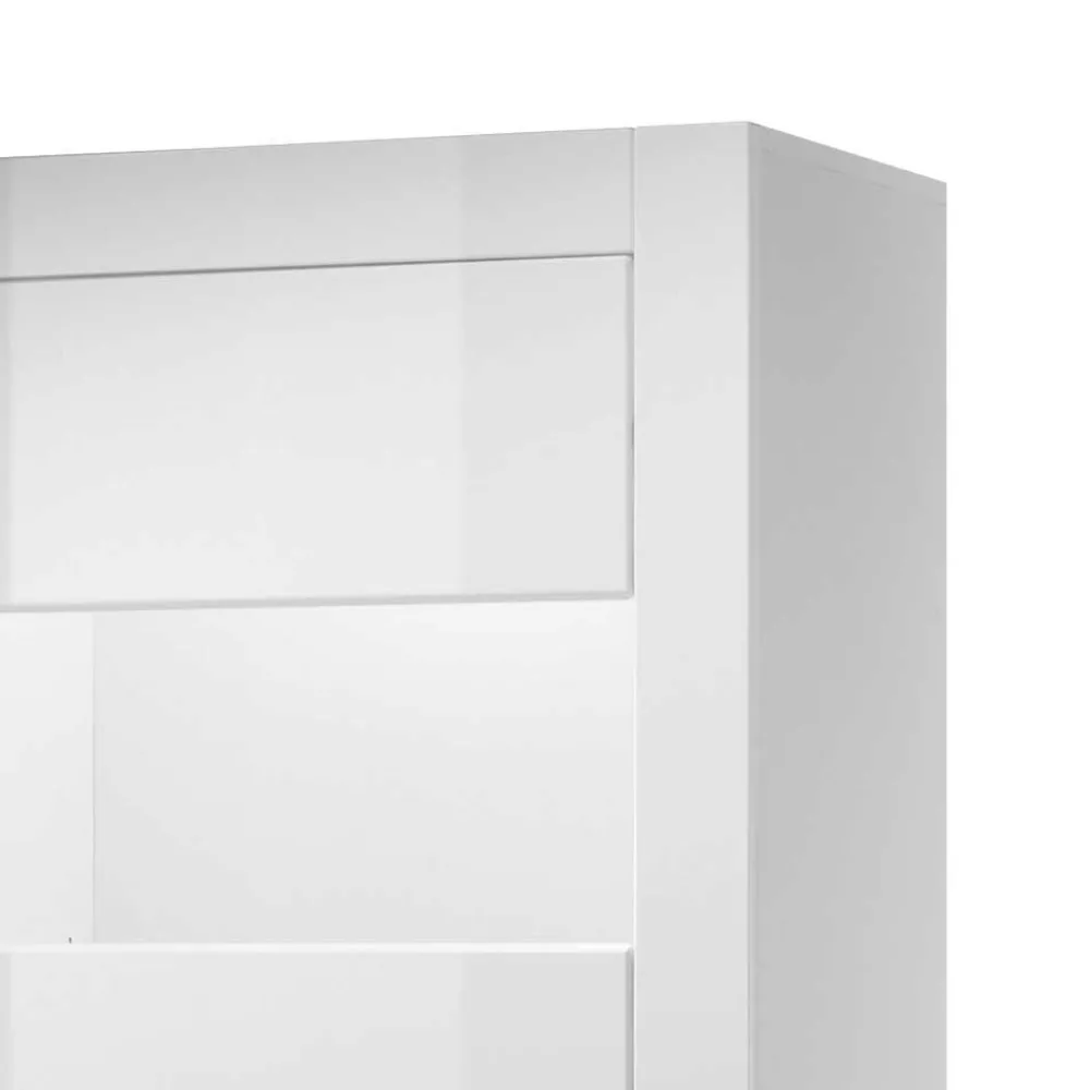 Wohnen Schränke<Hochglanz Vitrine in Weiß mit Beton Dekor Mextra 2-türig