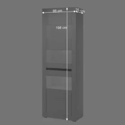 Wohnen Schränke<Hochglanz Vitrine in Weiß mit Beton Dekor Mextra 2-türig