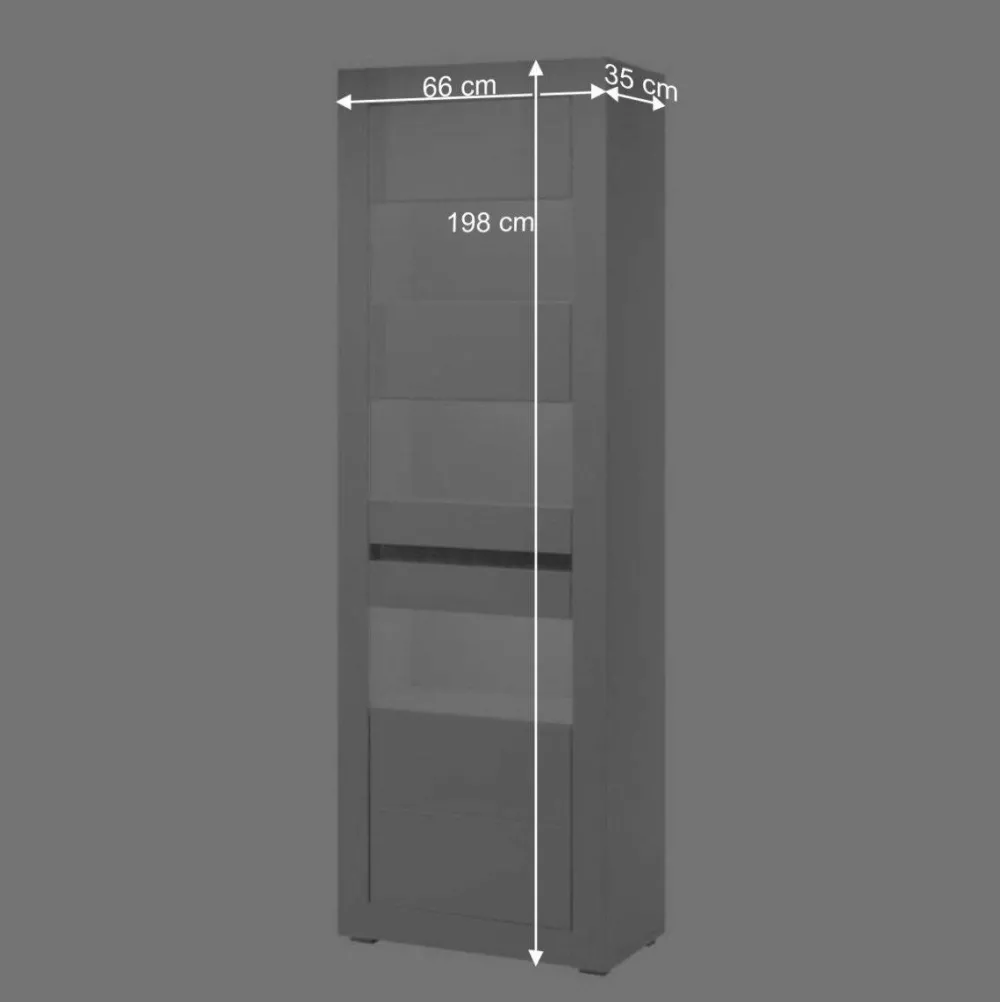 Wohnen Schränke<Hochglanz Vitrine in Weiß mit Beton Dekor Mextra 2-türig