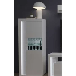 Wohnen Schränke<Hochglanz Vitrine mit LED in Weiß - Gomata