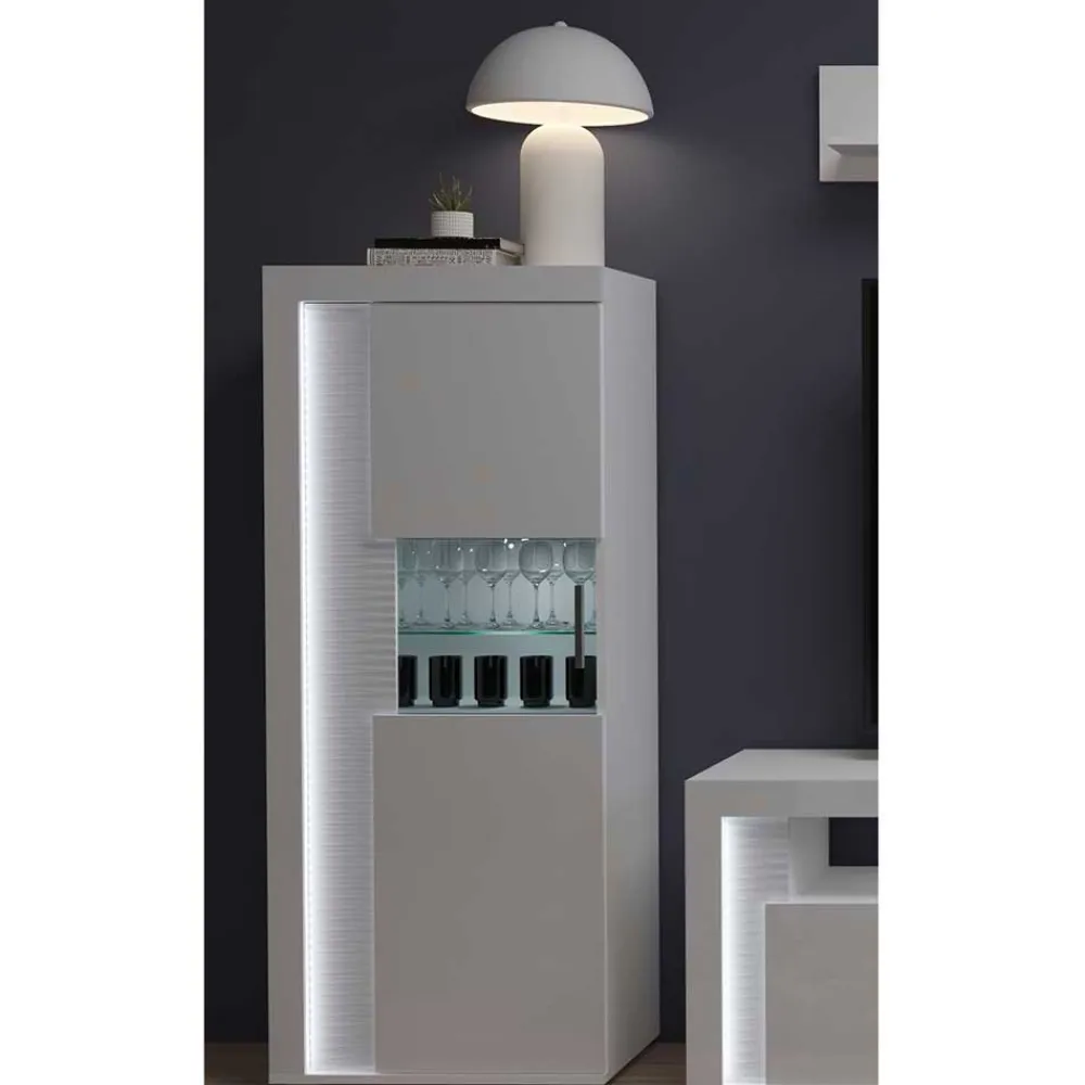 Wohnen Schränke<Hochglanz Vitrine mit LED in Weiß - Gomata