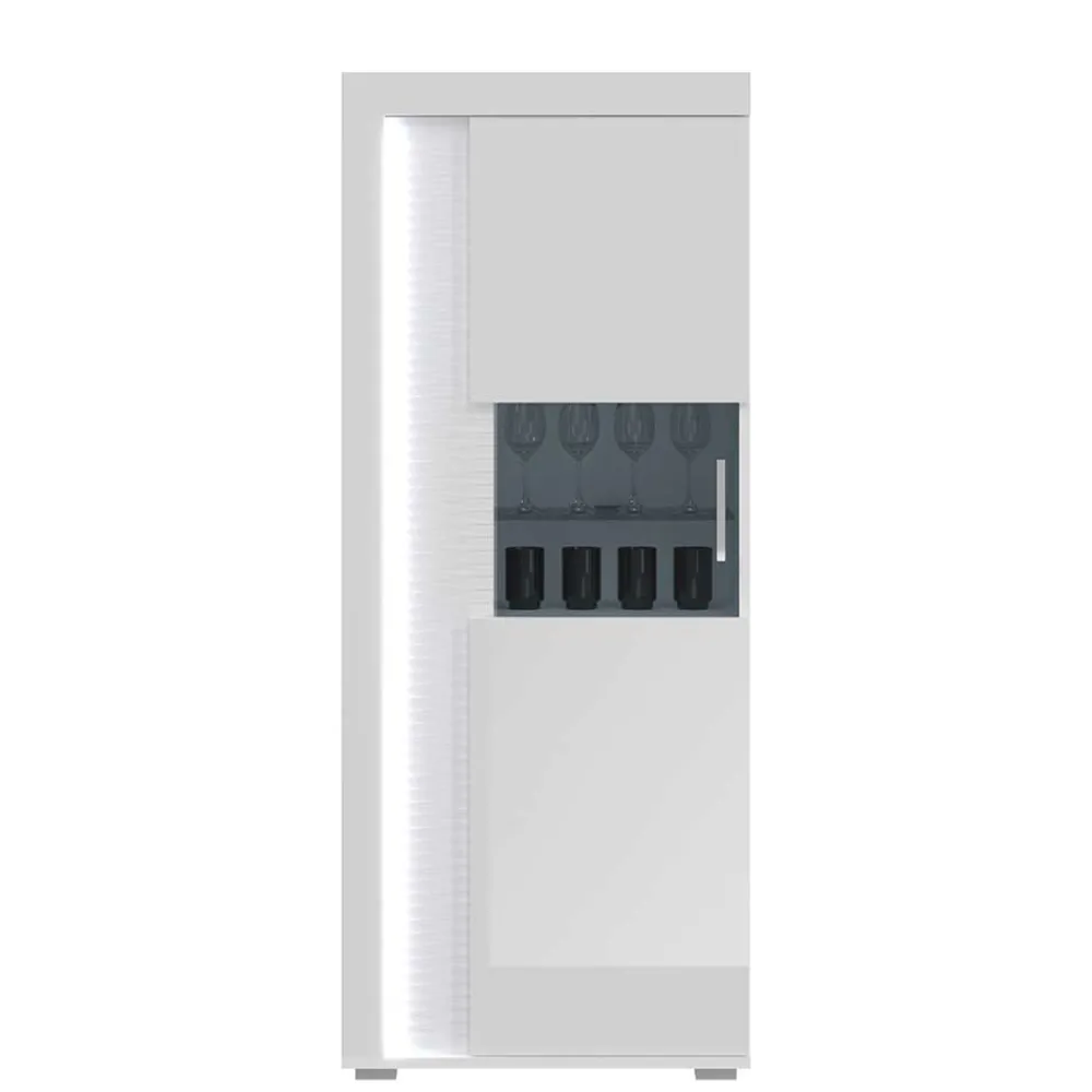 Wohnen Schränke<Hochglanz Vitrine mit LED in Weiß - Gomata