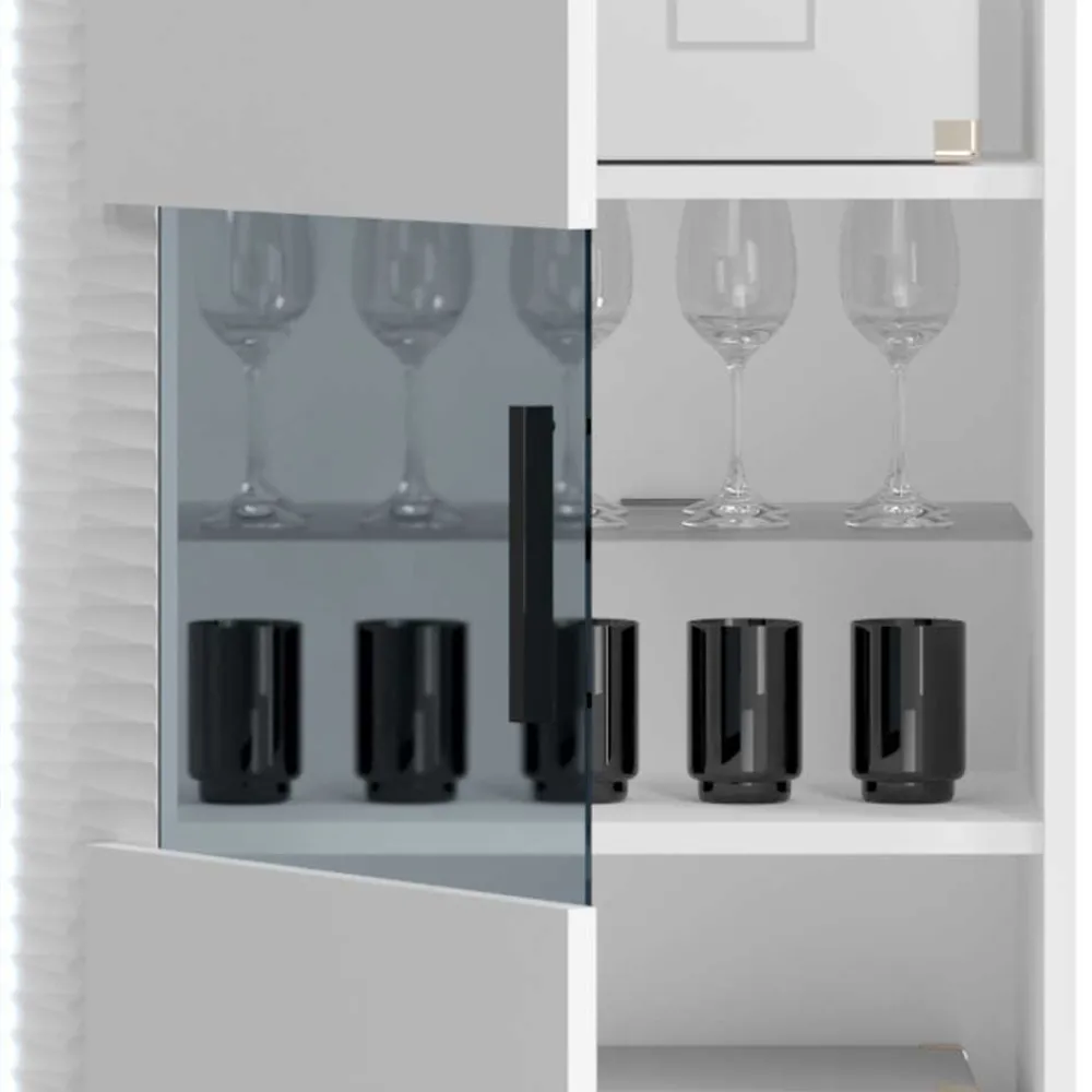 Wohnen Schränke<Hochglanz Vitrine mit LED in Weiß - Gomata