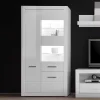 Wohnen Vitrinen<Hochglanz Vitrinenschrank in Weiß & Glas Yulis 3-türig