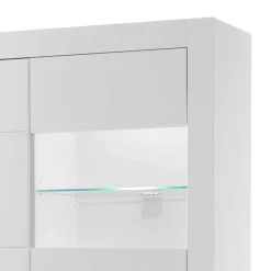 Wohnen Vitrinen<Hochglanz Vitrinenschrank in Weiß & Glas Yulis 3-türig