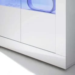 Wohnen Vitrinen<Hochglanz Vitrinenschrank in Weiß - Sogno
