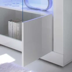 Wohnen Vitrinen<Hochglanz Vitrinenschrank in Weiß - Sogno