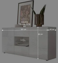 Wohnen Sideboards<Hochglänzend lackiertes Sideboard in Weiß - Vascaub