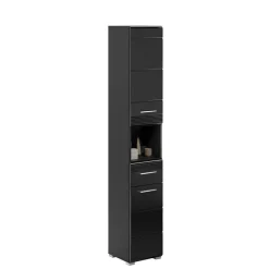 Wohnen Schränke<Hochglänzender Bad Hochschrank in Schwarz - Culina