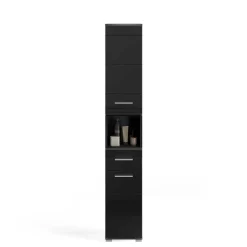 Wohnen Schränke<Hochglänzender Bad Hochschrank in Schwarz - Culina