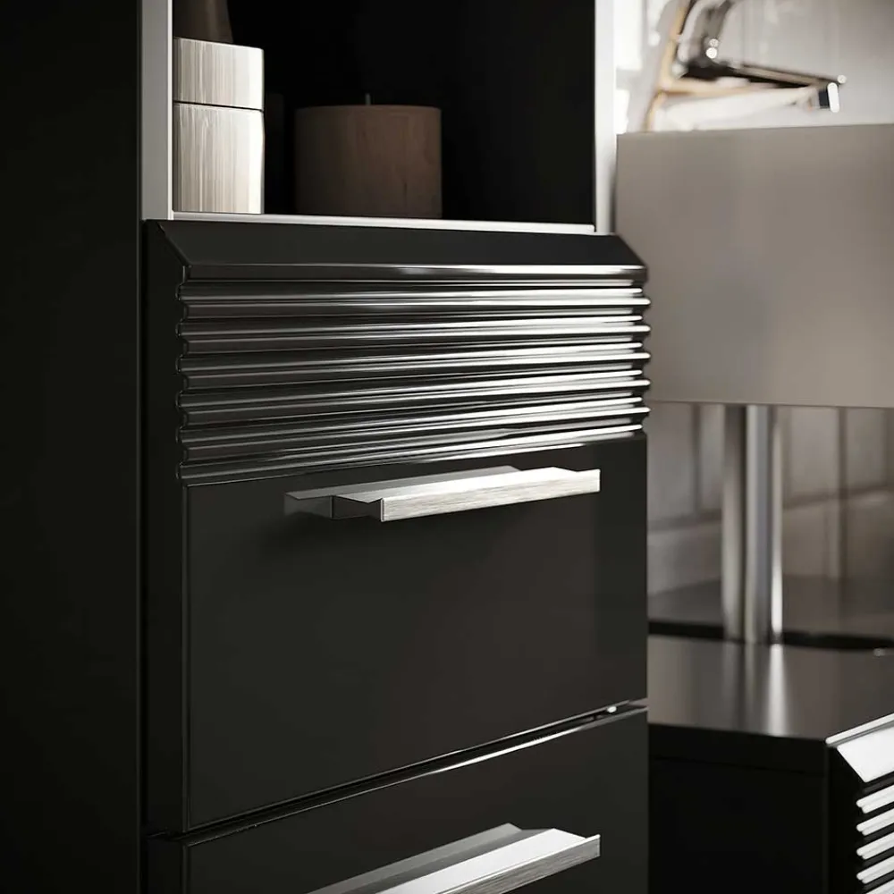 Wohnen Schränke<Hochglänzender Bad Hochschrank in Schwarz - Culina
