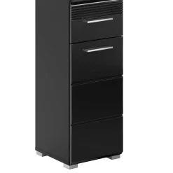 Wohnen Schränke<Hochglänzender Bad Hochschrank in Schwarz - Culina