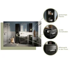 Wohnen Schränke<Hochglänzender Bad Hochschrank in Schwarz - Culina