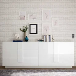Wohnen Sideboards<Hochglänzendes Sideboard in Weiß - Kerym