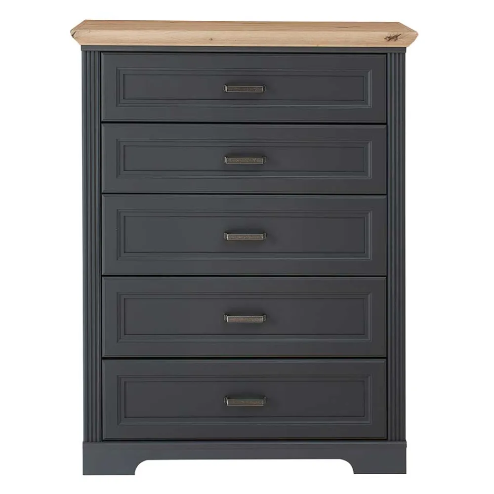 Wohnen Highboards<Hochkommode in Dunkelgrau und Eiche - Joe